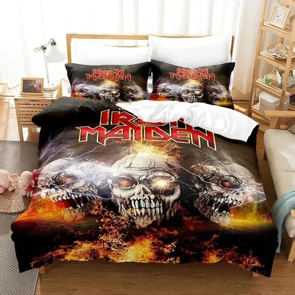Iron Heavy Metal Maidens Bedding Set Duvet Cover Bed Set Quilt Cover Pillowcase Comforter king Queen Size Boys Adult Bedding Set 135x200cm 2pcs
