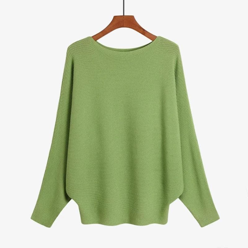 Autumn Batwing Long Sleeve Knitted Sweater Casual Slash Neck Solid Warm Pullover Fashion 18 Colors Loose Jumpers Tops 29626 One Size tiger