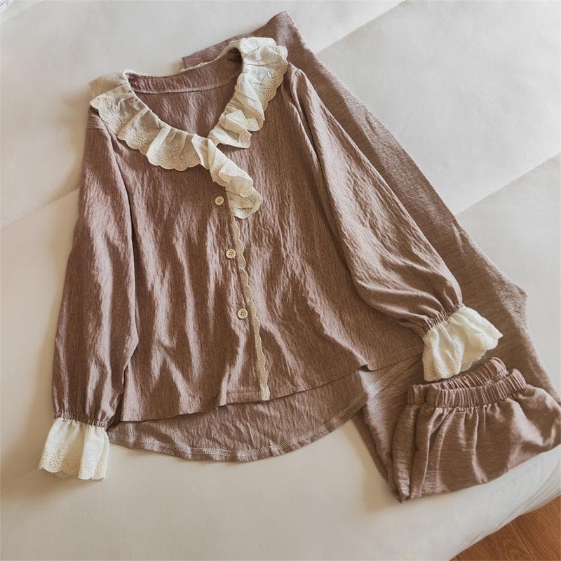 Women's Long-sleeved Trousers Soft Pajamas, Solid Color Pajamas, Women's Bedroom Home Clothes, Women's Thin Pajamas XXL
