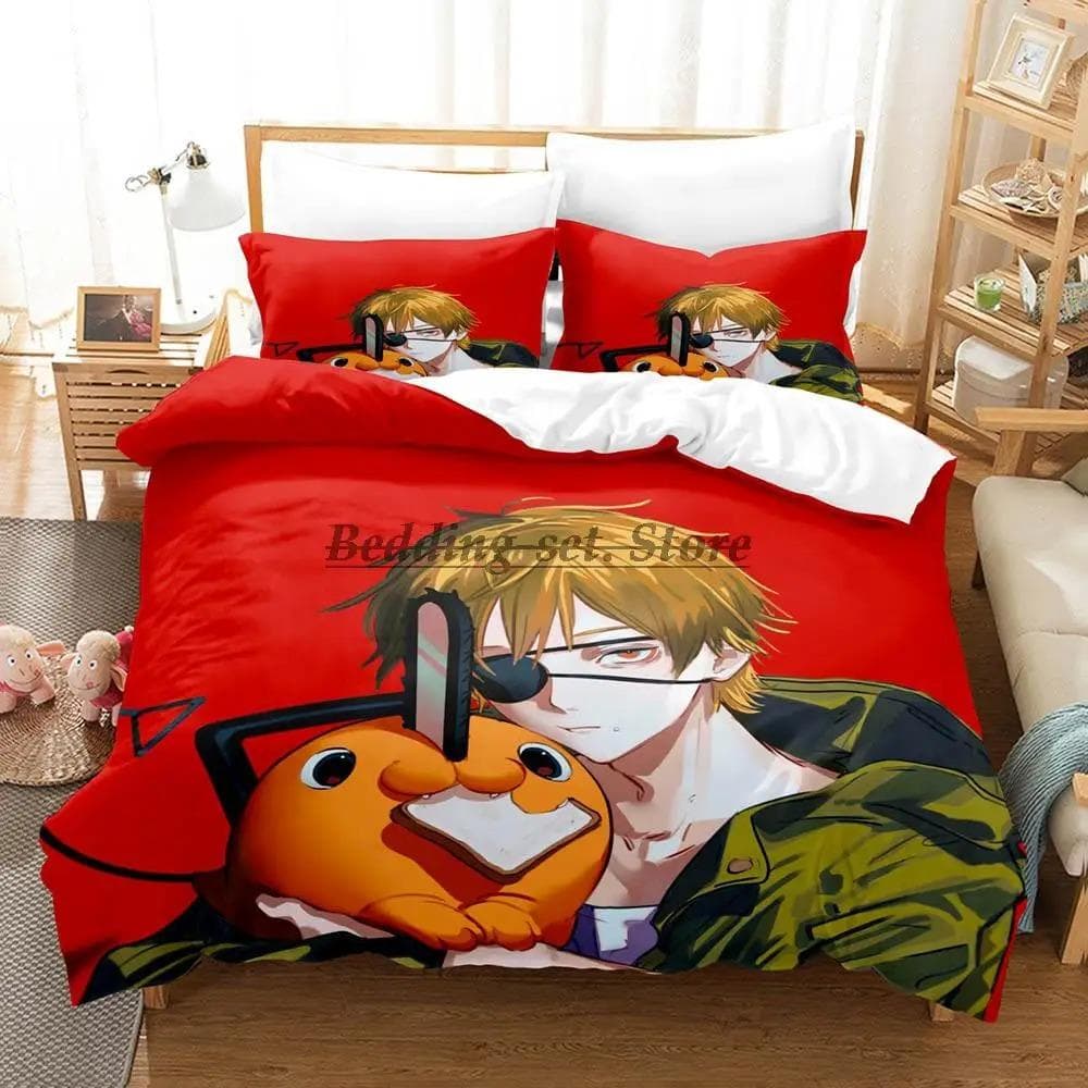 Chainsaw Man Pochita Bedding Set Single Twin Full Queen King Size Bed Set Aldult Kid Bedroom Duvetcover Sets SPY×FAMILY AU Single 140x210cm