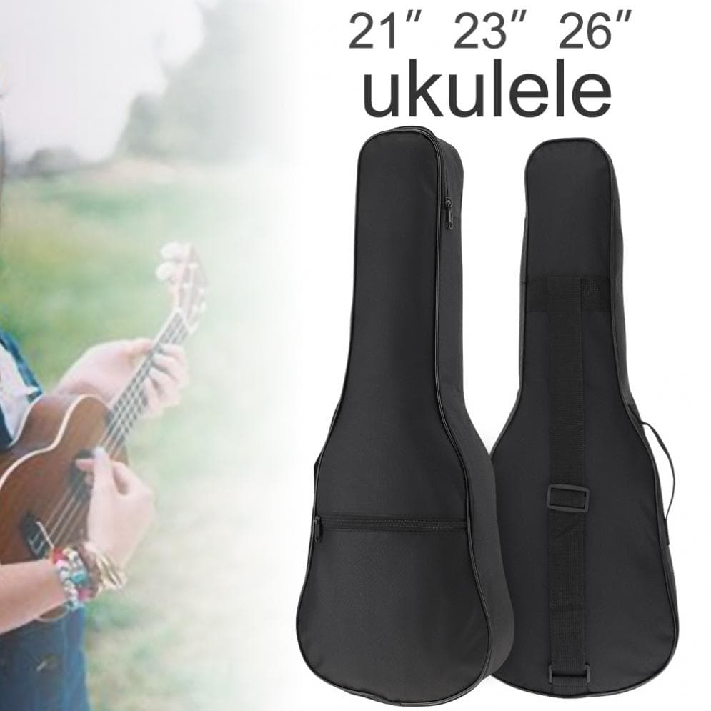 21 / 23 / 26 Inch Black Portable Ukulele Bag Soft Case Gig Cotton Padded Waterproof Bag 21 inch