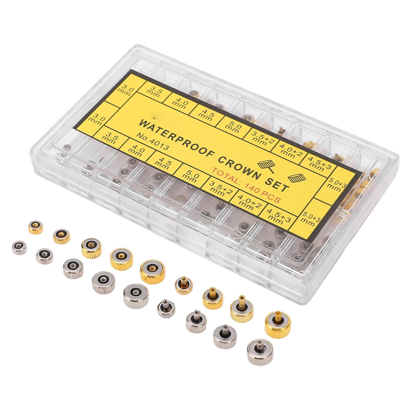 140PCS Watch Crown Spare Parts Stainless Steel Portable Watch Crown Repairing Replacement with