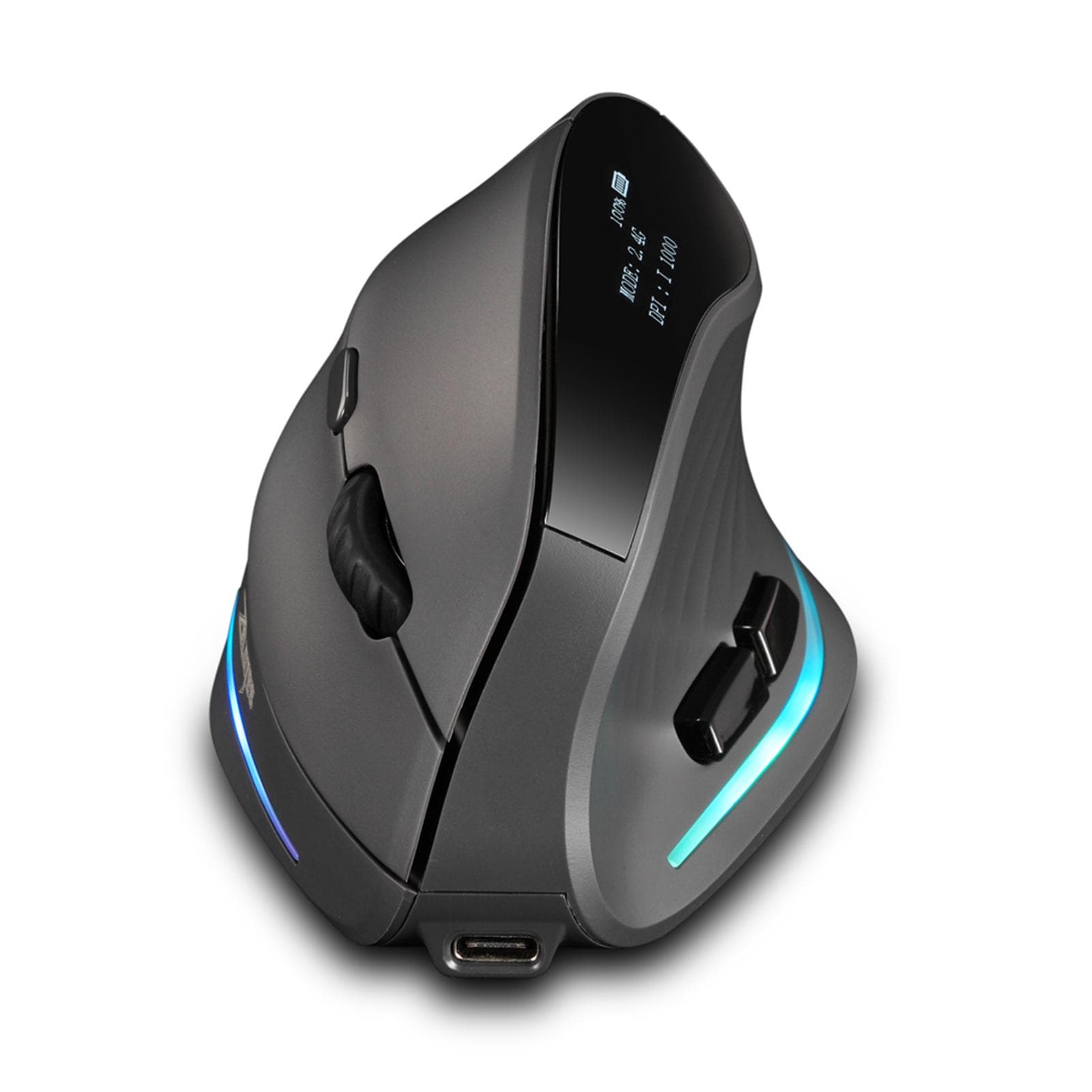 ZELOTES 2.4G Wireless Mice Vertical Ergonomic Optical Indicator 3-Modes Connectivity Rechargeable black