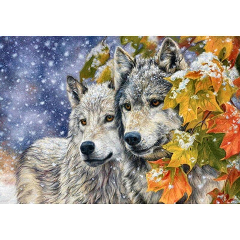 Diamond Painting Embroidery Snow Wolf Cross Stitch One Pair Love Wolf Full Drill Series Needlework 20X30CM