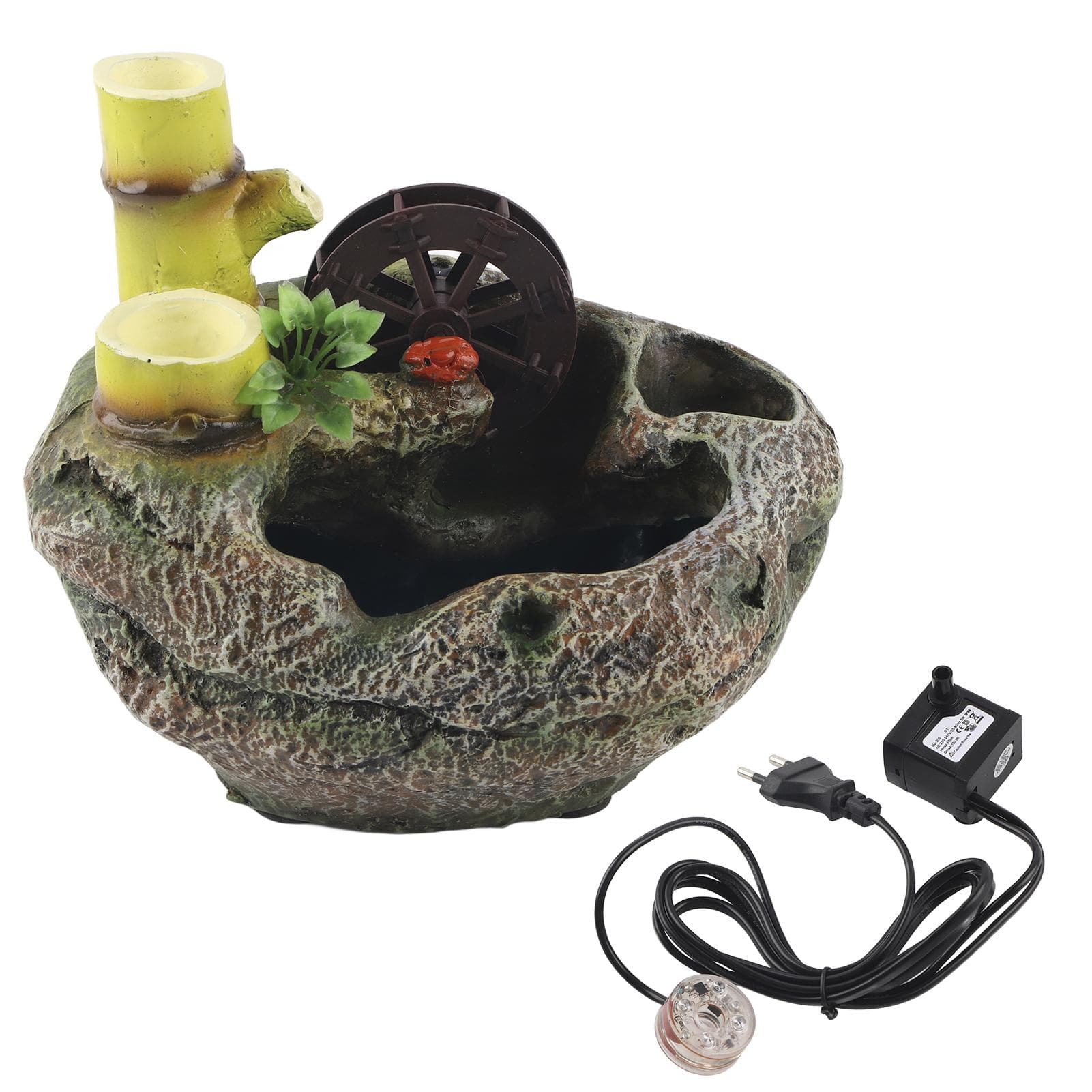 LED Desktop Fountain Flowing Water DIY Micro Potted Landscape Home Office Tabletop Ornaments