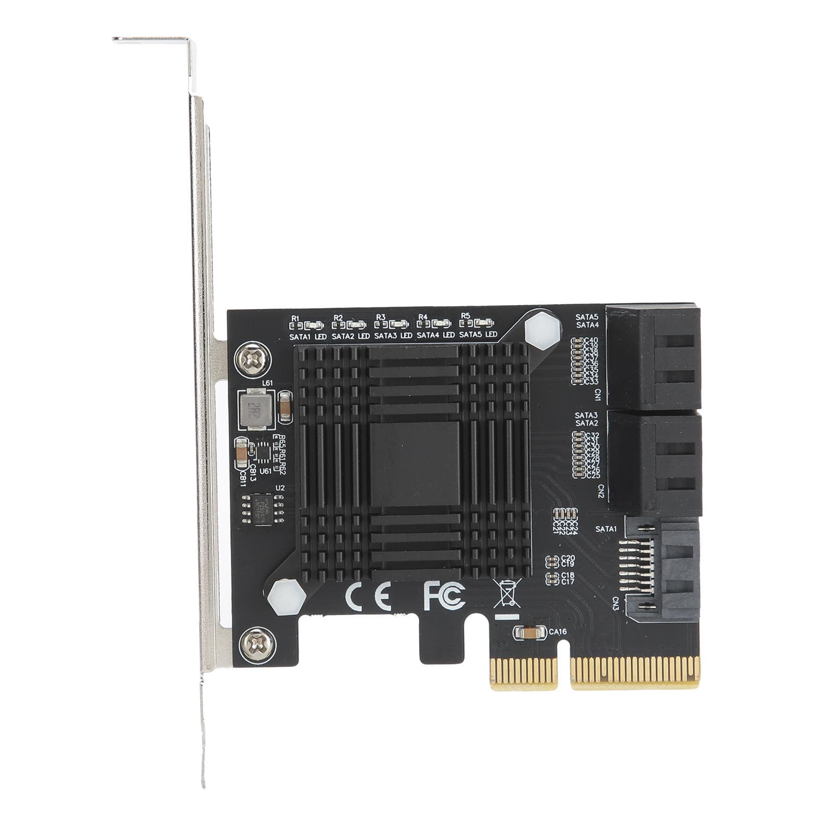 Expansion Card PCIE to 5 Ports SATA3.0 Module Converter Board JMB585 Chip for Computer