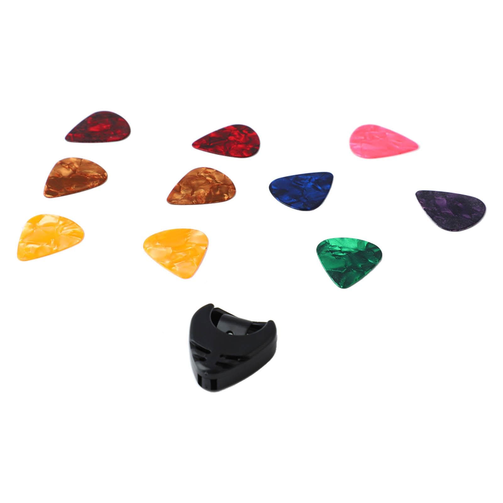 10PCS Guitar Pick Plectrum and Guitar Pick Holder Set Portable Bass Accessories Tool