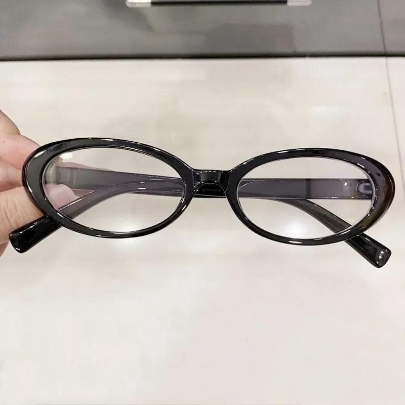 Black Oval Y2K Retro Glasses for Women Narrow Framed Fashion Sunglasses for Girls