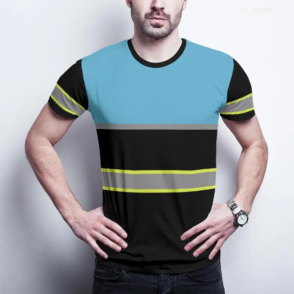 High End Men T-shirts Safety Work Clothing 3D Print Breathable Uniform Tees Sweat Wicking Comfort Oversized T Shirt L