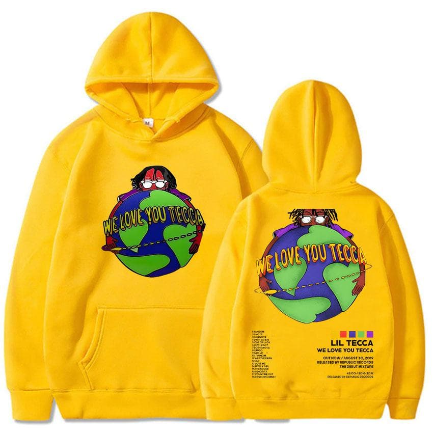 Lil Tecca Hoodie for Autumn/Winter Hip Hop Comfortable Sweatshirts Pop Retro Fleece Clothing Gothic Soft Pullovers S yellow