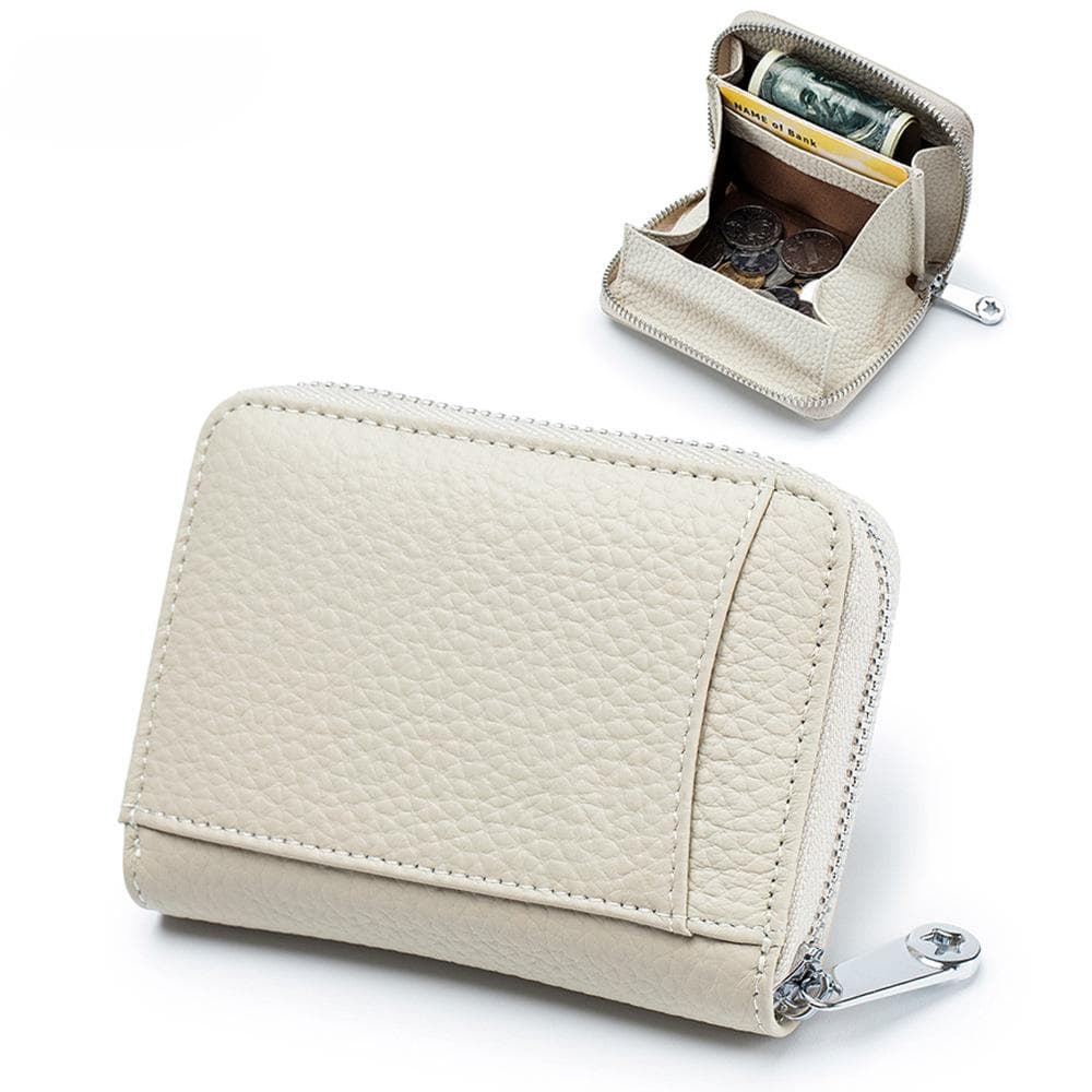 New Women Wallets Female Genuine Leather Purse Large Capacity RFID Purses Small Soft Cowhide Money Bag Mini Coin Card Holders white