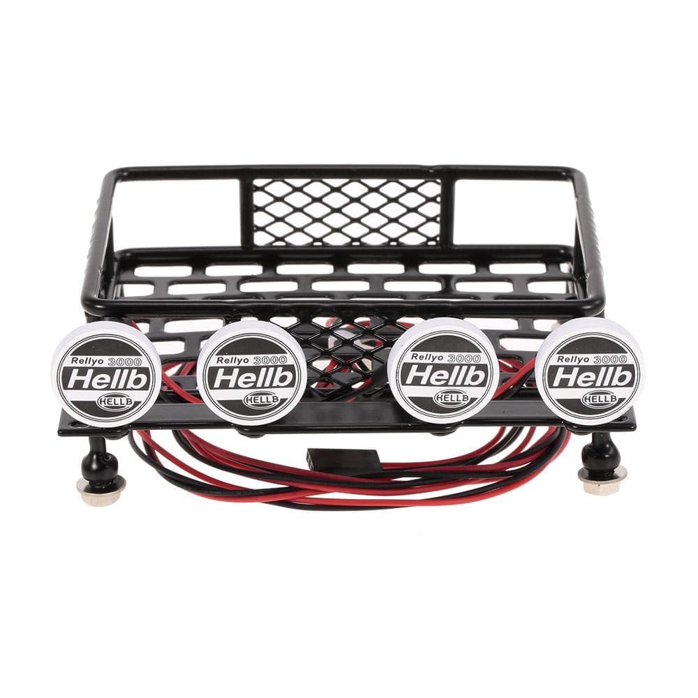 Roof Rack Luggage Carrier with Light Bar for 1/10 RC Crawler Axial SCX10 D90 110 Traxxas TRX-4