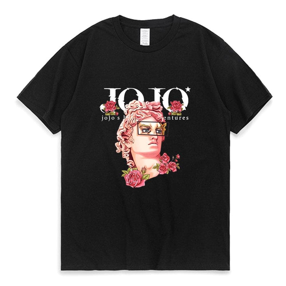 Japanese Jojo Bizarre Adventure Anime T Shirt Men Women Kawaii Jojo Graphic T-shirt Teens Manga Tee Shirt Unisex Short Sleeve L black