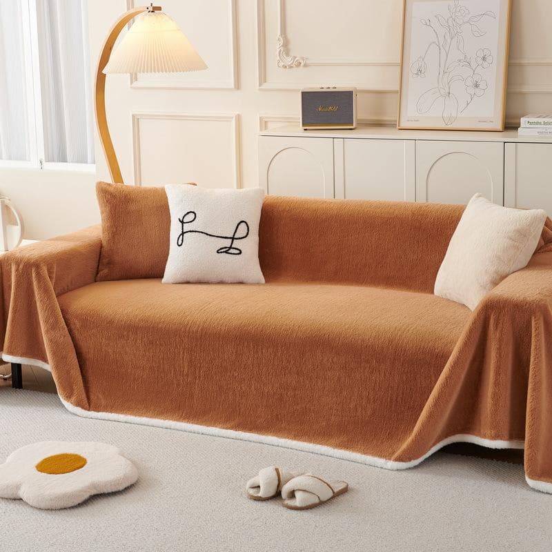 Cat-like Rabbit Plush Sofa Towel, Winter Plush Sofa Cushion, Thickened Non-slip Warm Cushion, Sofa Cover and Cover Towel 180*130cm