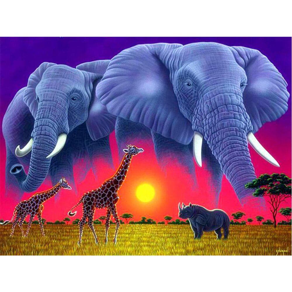 Full Round Diamond Mosaic Cross Stitch Animal Diamond Painting Embroidery Elephant Home Decor 20X30CM