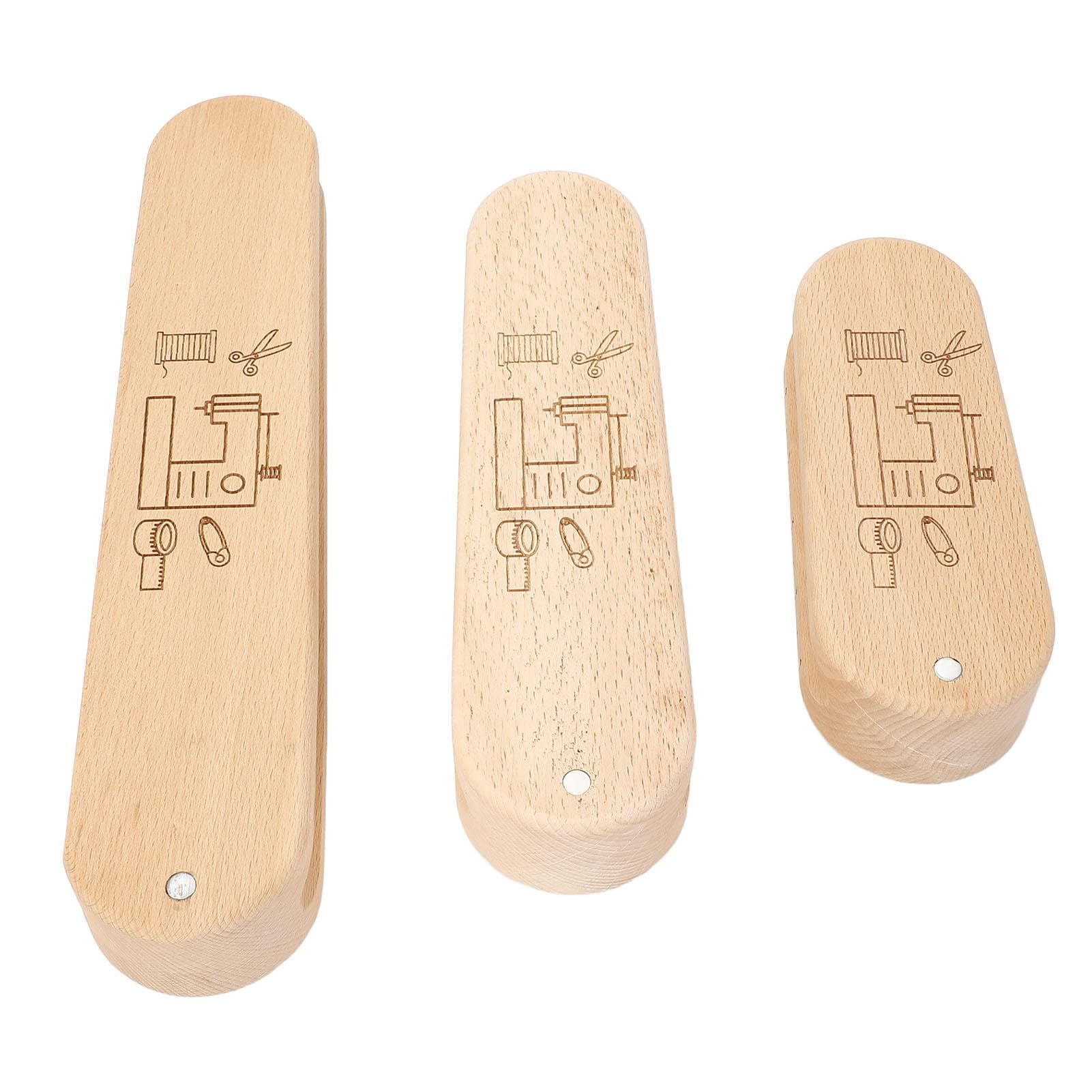 3 Pieces Tailors Clapper with Scale Wooden Sewing Quilting Aid Tool for Fabric Flattening and