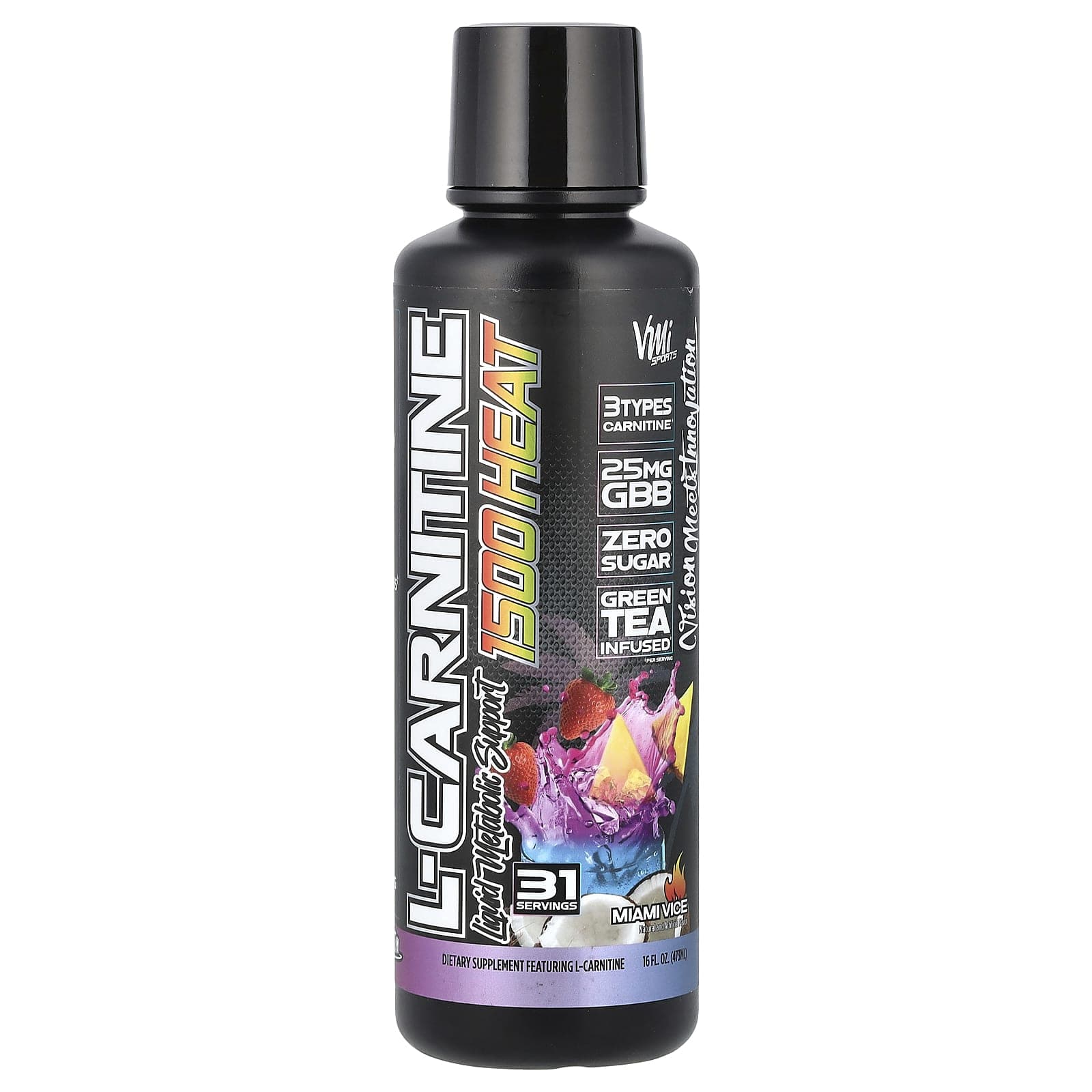 VMI Sports, l-Carnitine 1500 Heat, Miami Vice, 16 fl oz (473 ml)