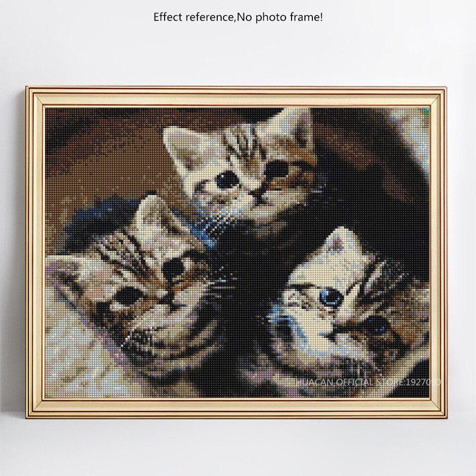 Diamond Mosaic Animal 5D DIY Diamond Painting Embroidery Cat Rhinestones 20X30CM