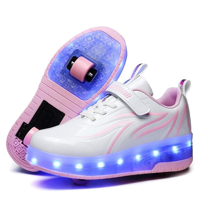 New USB Charging LED Flash Runaway Shoes Double-wheel Men's and Women's Children's Wheel Shoes 37