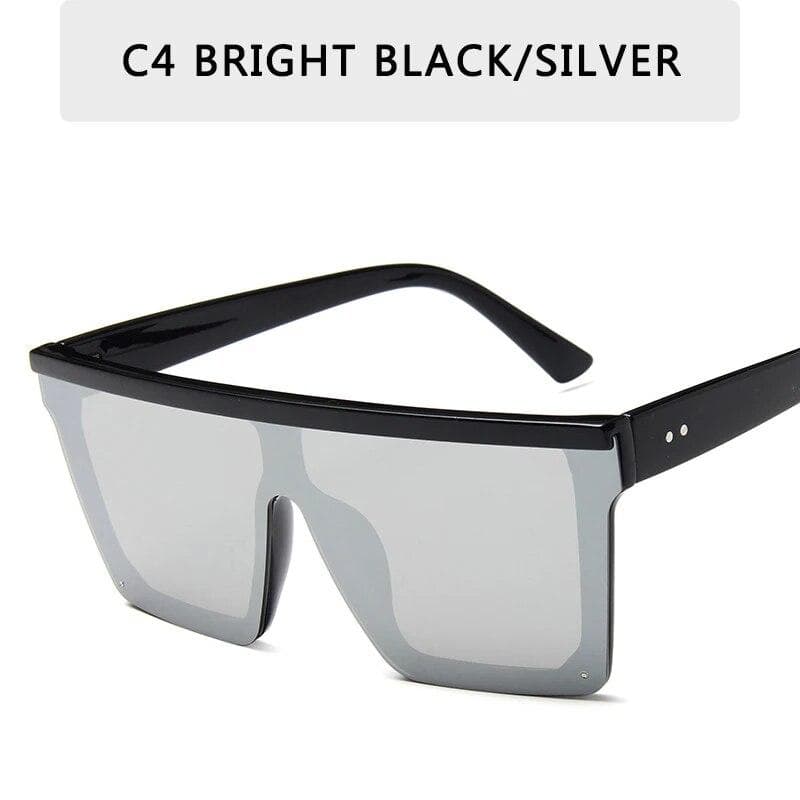 Vintage Male Flat Top Sunglasses Men Brand Black Square Shades UV400 Gradient Sun Glasses For Women Cool One Piece Designer Other