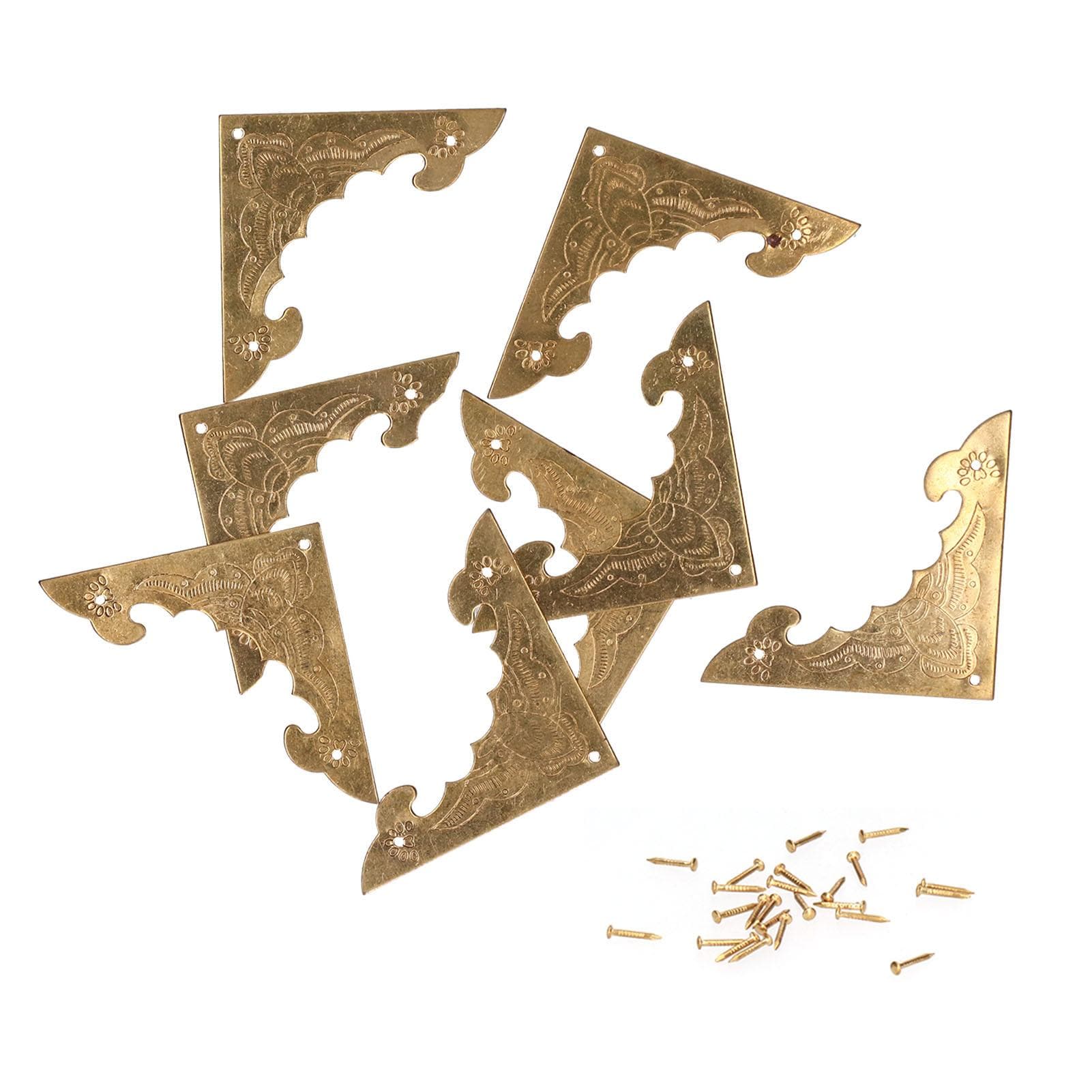 8Set Antique Brass Corner Protector Brass Wooden Box Edge Guard Cover for Cabinet