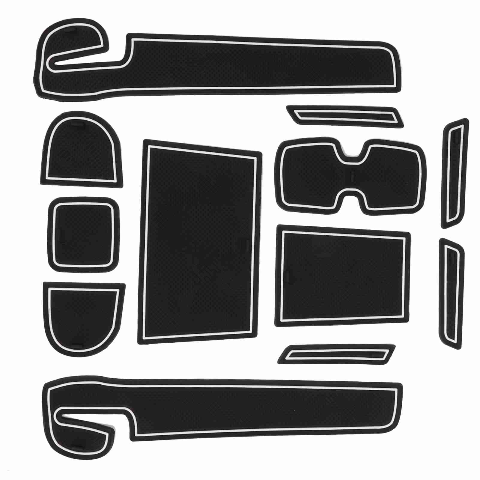12PCS Front Console Liner Mats Set Black White Flexible Replacement for Suzuki Swift 2018?2020