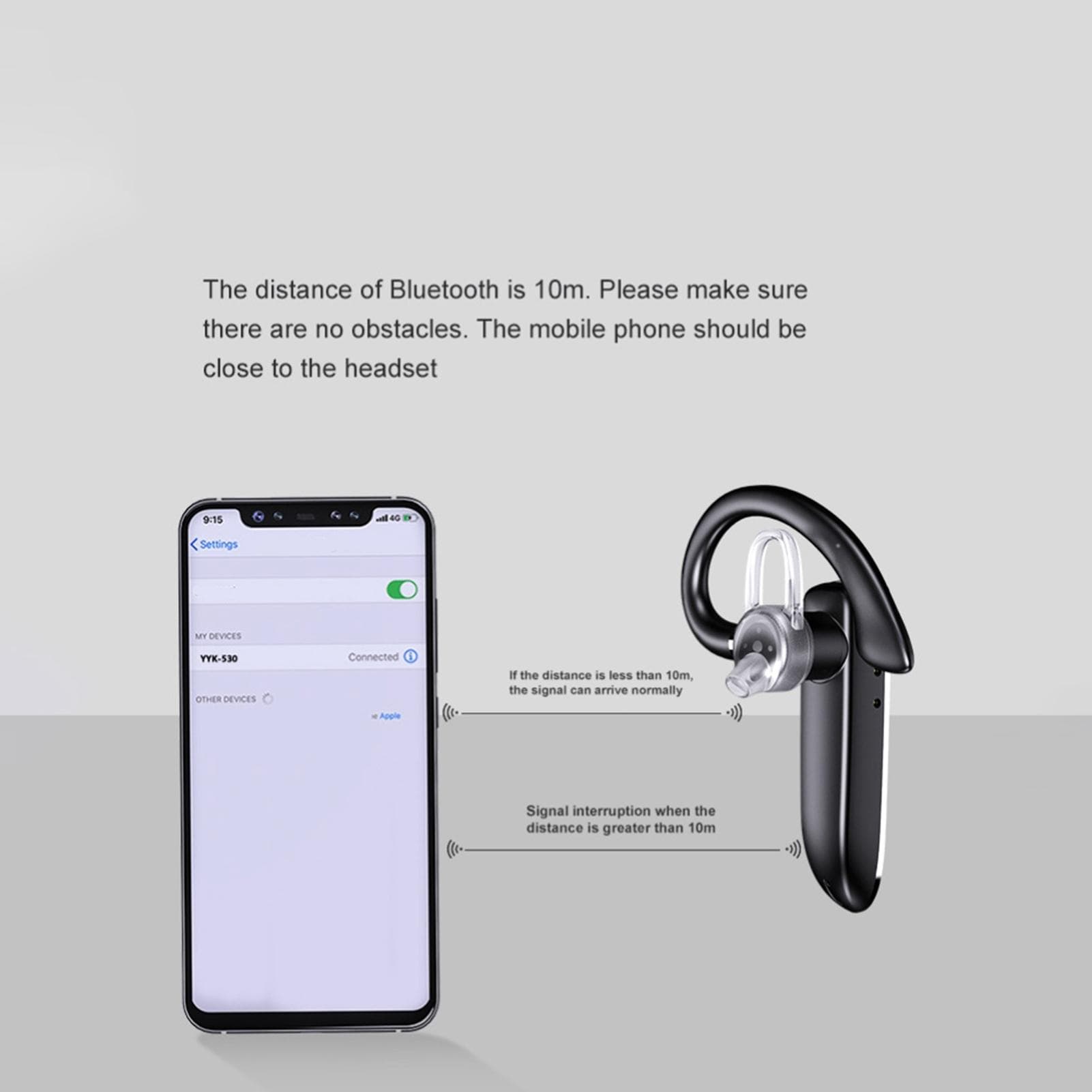 Bluetooth 5.1 Headset Single Ear Bluetooth Earpiece with ENC Smart Noise Cancelling Wireless