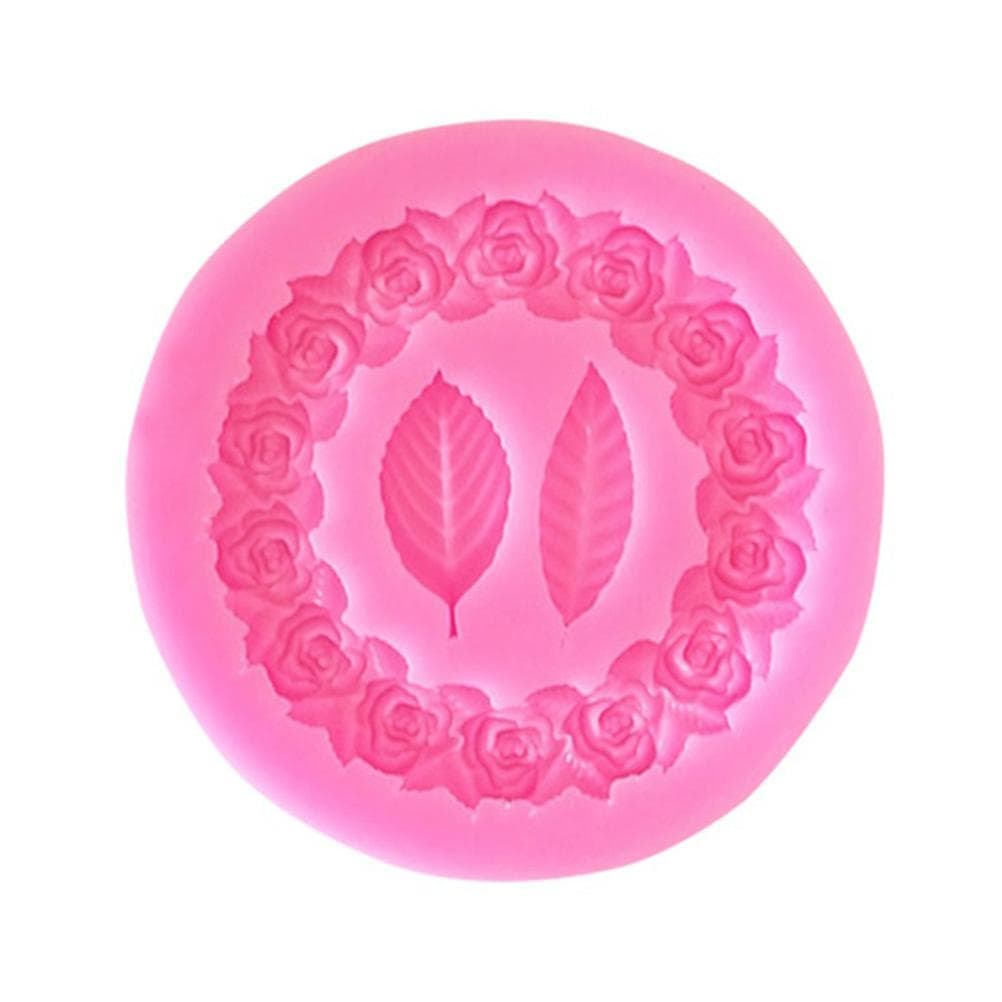 Rose Wreath with Leaves Fondant Mold DIY Silicone Molds for Wedding Valentine Party Baking