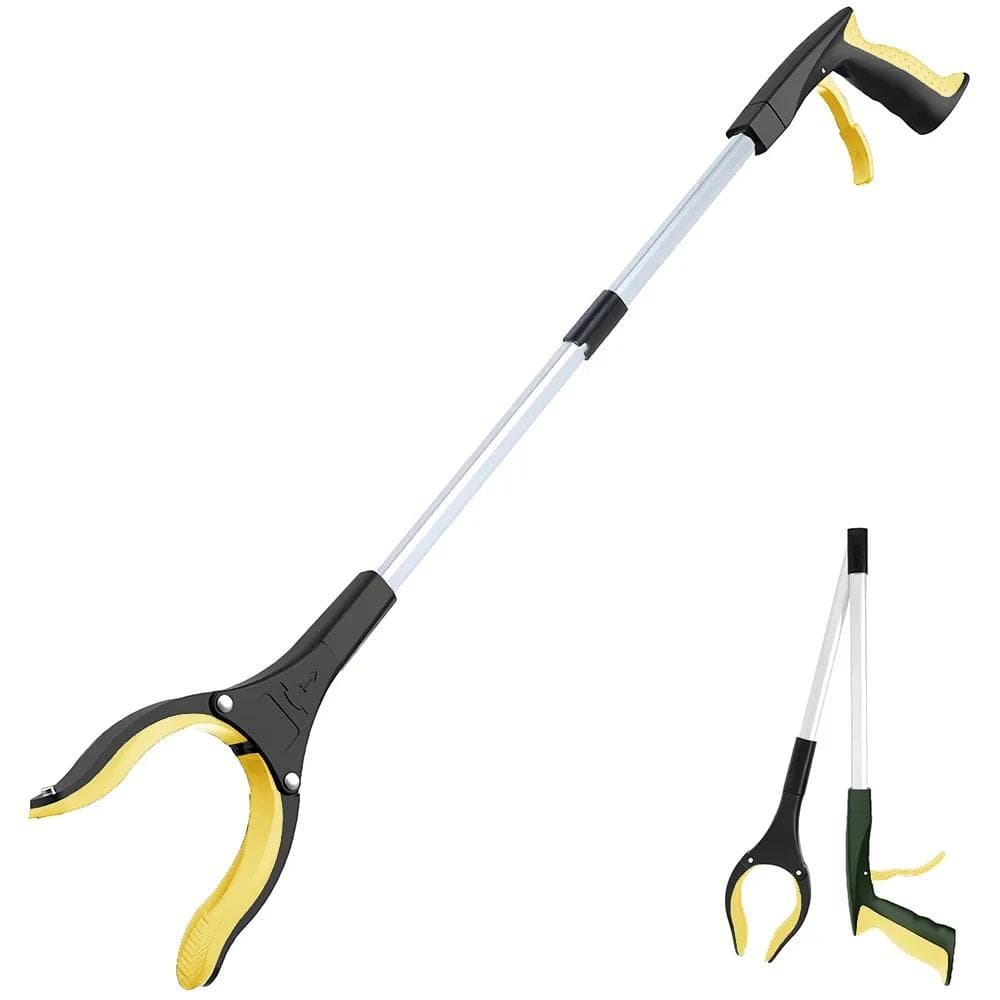 1-Pack 34 Inch Extra Long Grabber Reacher with 360°Rotating Jaw & Magnet Foldable Pickup Mobility Aid Reaching Assist Tool yellow