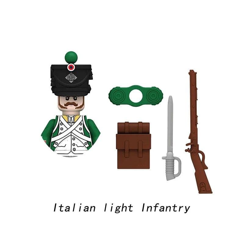 Medieval Napoleonic Wars Military Figure Building Block Prussian British French Italy Spain Knight Navy Soldier Bricks