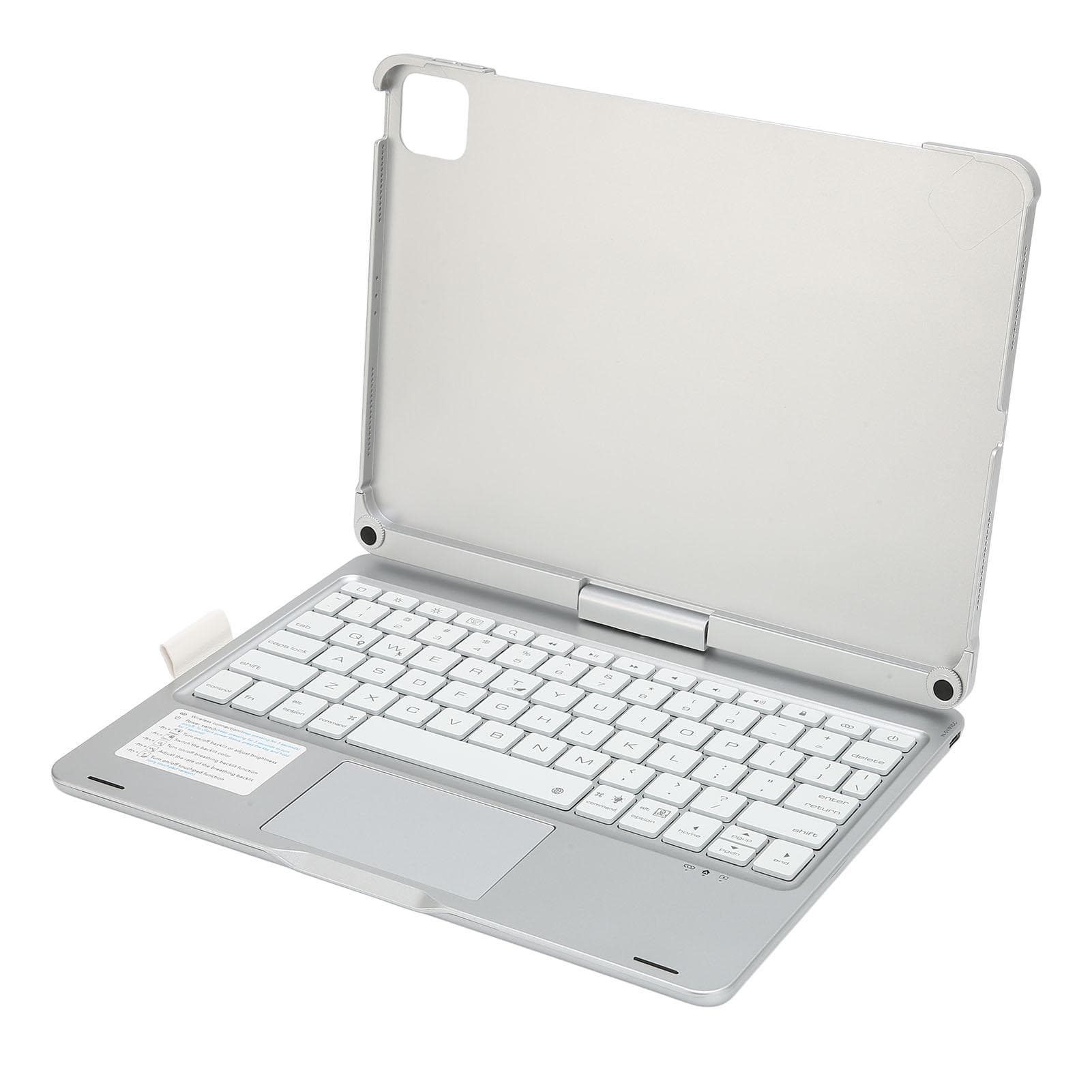 Touchpad Keyboard Case RGB Backlit 360 Degree Rotatable Silver Keyboard Protective Case for 10.9in