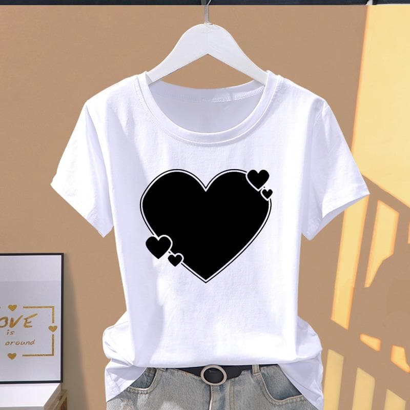 Asian Size-Print Star Watercolor Trend Cute Graphic Tee Ladies Female T Clothing Casual Women's Summer Top Fashion Short Sleeve T-shirt L