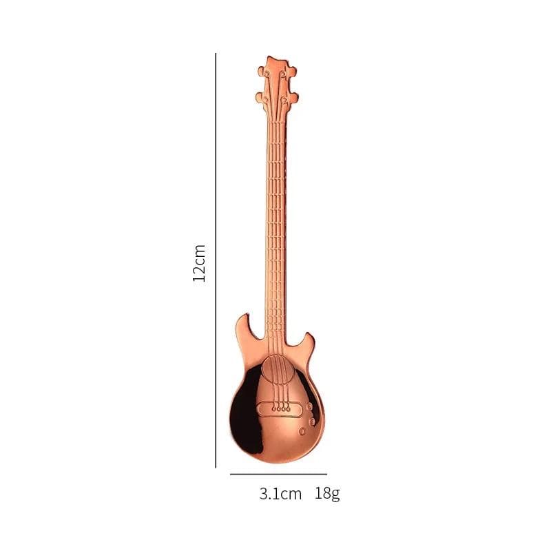 1pcs Stainless Steel Cartoon Guitar Spoon Creative Milk Coffee Spoon Ice Cream Candy Teaspoon Accessories Drinking Tools
