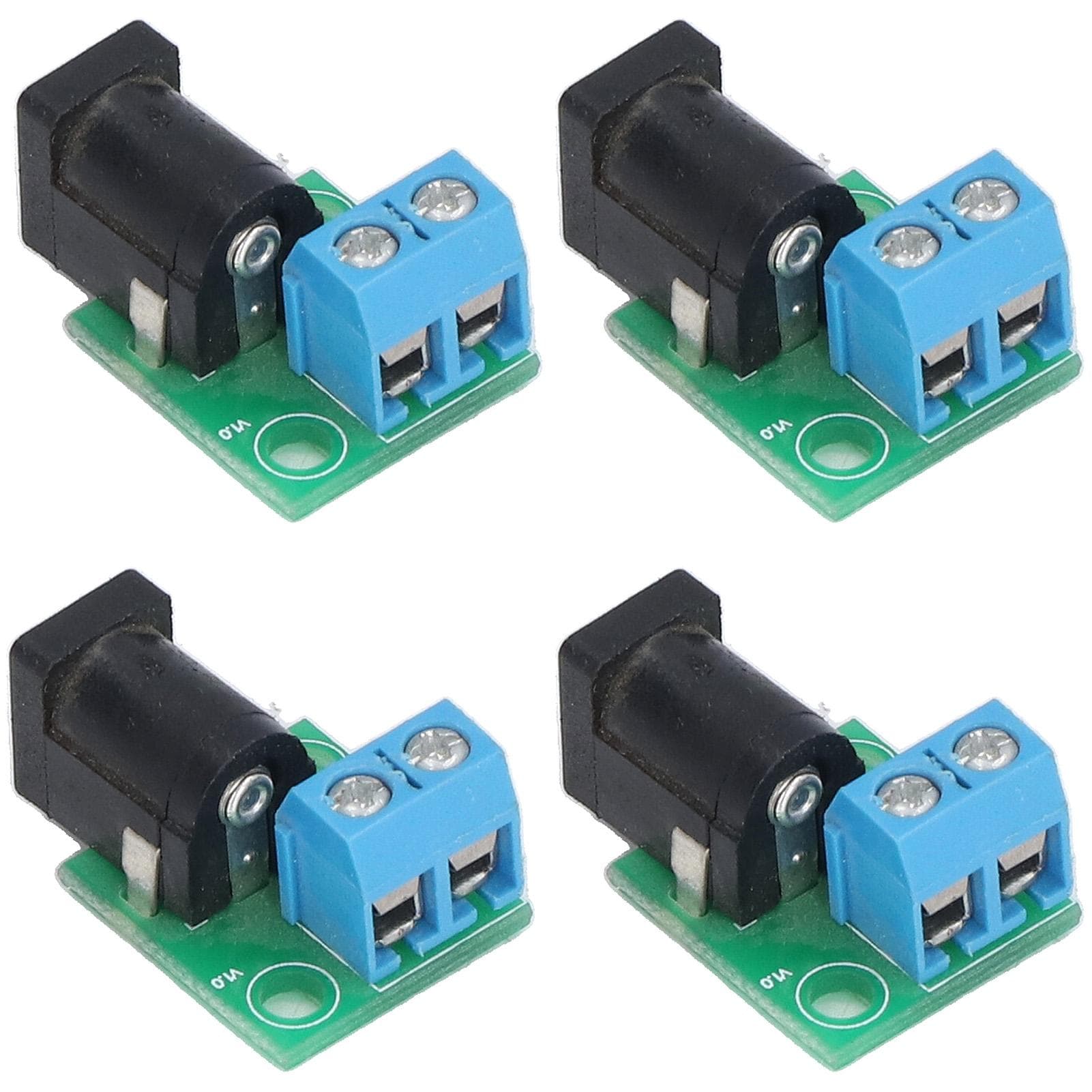 4Pcs DC Connector 5.5x2.1mm to 2P 5.08mm Power Adapter Board Compatible with 5.5x2.5mm Port