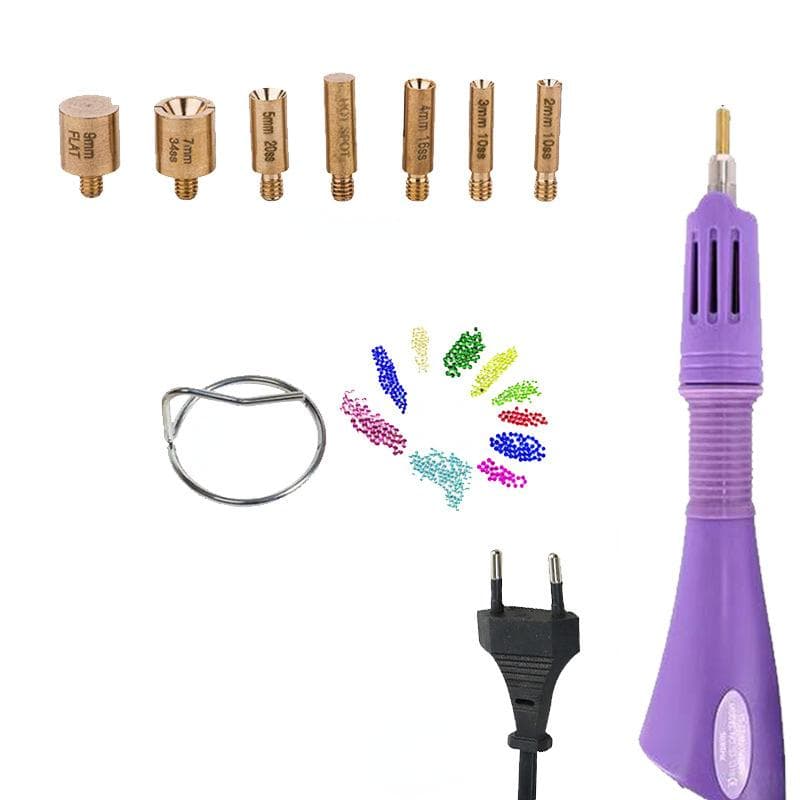 Fast Heated Rhinestone Hot Fix Applicator Heat-fix Tool Garment Diamond Drill Pen With 7 Tips purple