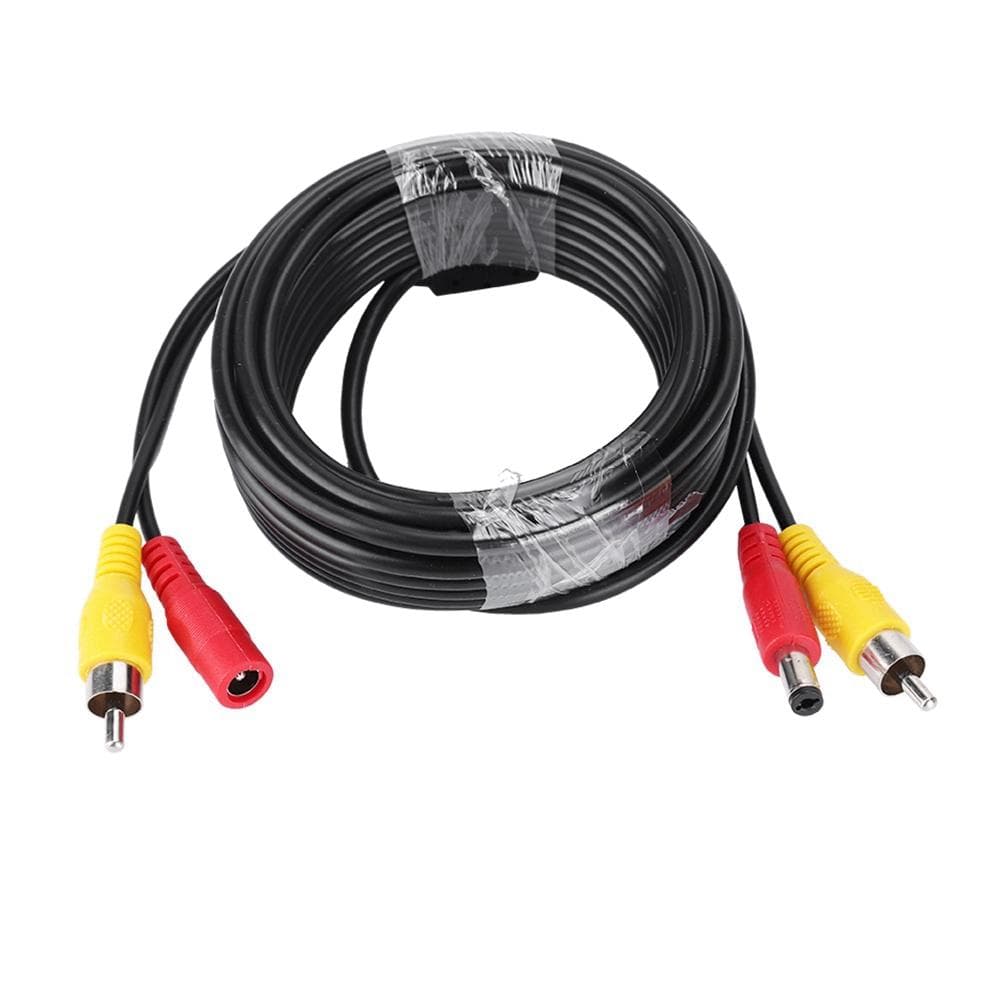 RCA + DC Car Monitoring Analog Camera AV Audio Video Power Cable Wire (5m)
