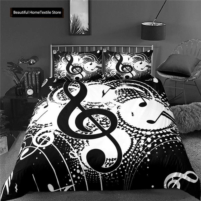 3d Music Notes Guitar Duvet Cover Set For Teens Adults Bedroom Decor Music Bedding Sets Fashion Hip Hop Comforter Cover AU Single 140x210cm