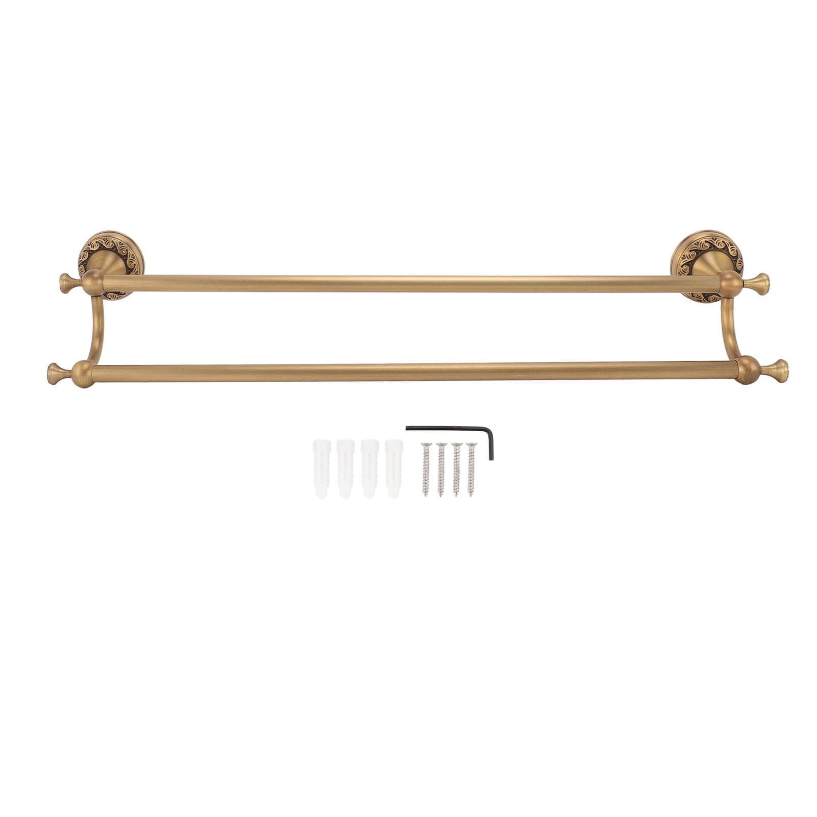 Bathroom Towel Bar Copper Antique Wall Mounted Towel Hanger Holder Rail Rod for Home Hotel Double