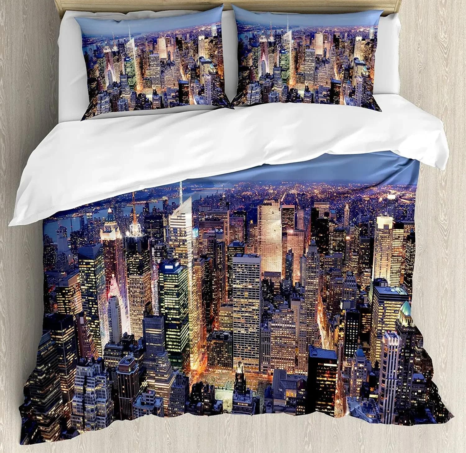 New York Bedding Set For Bedroom Bed Home New York City Collage Featuring with Different Duvet Cover Quilt Cover And Pillowcase AU Single(140x210cm)