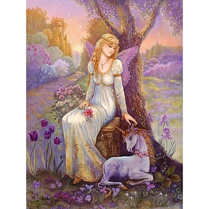 Diamond Painting Cross Stitch Women and Unicorns Diamond Embroidery Needlework Patterns Rhinestone 20X30CM