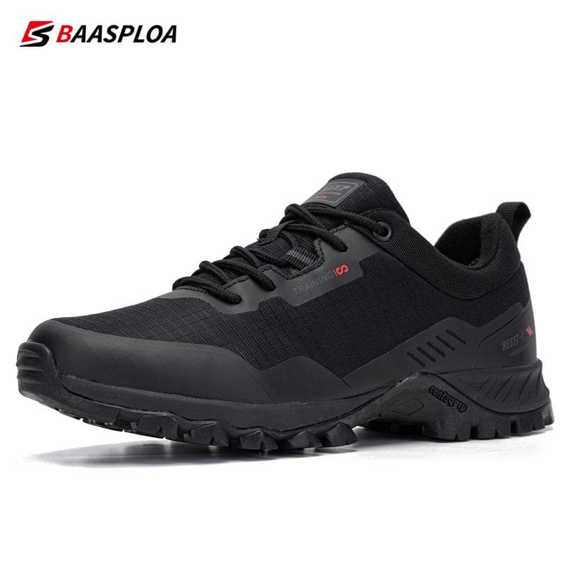 Baasploa Man Non-slip Sneakers Wear-Resistant Hiking Shoes Men Outdoor Waterproof Sneaker Light Male Walking Shoes 42 black
