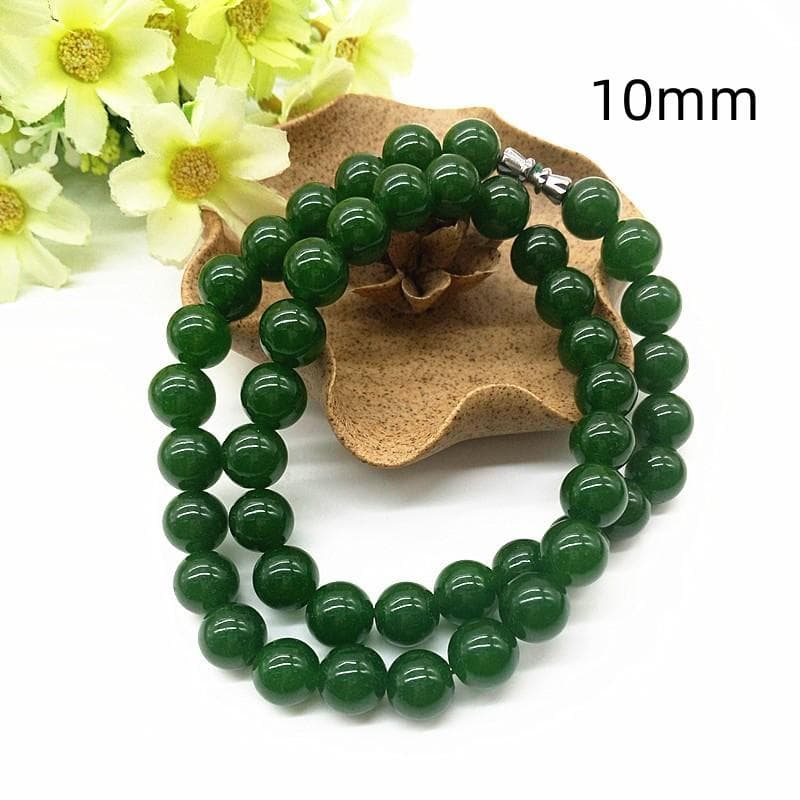 Boutique Hetian Jade Buddha Main Necklace Spinach Green Jade Female Single Circle Necklace 10mm