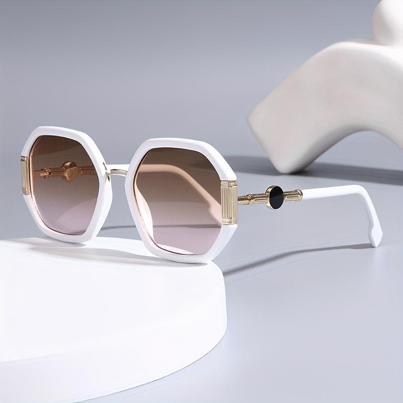 Vintage Polygon Round Frame Sunglasses Fashionable Unisex Retro Style UV Protection