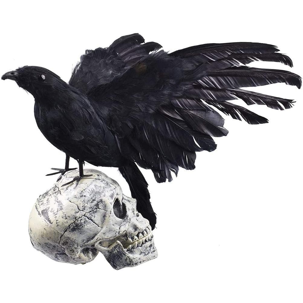 Black Crow Decoration Halloween Realistic Feathered Crows Haunted House Decor for Party Decoration black