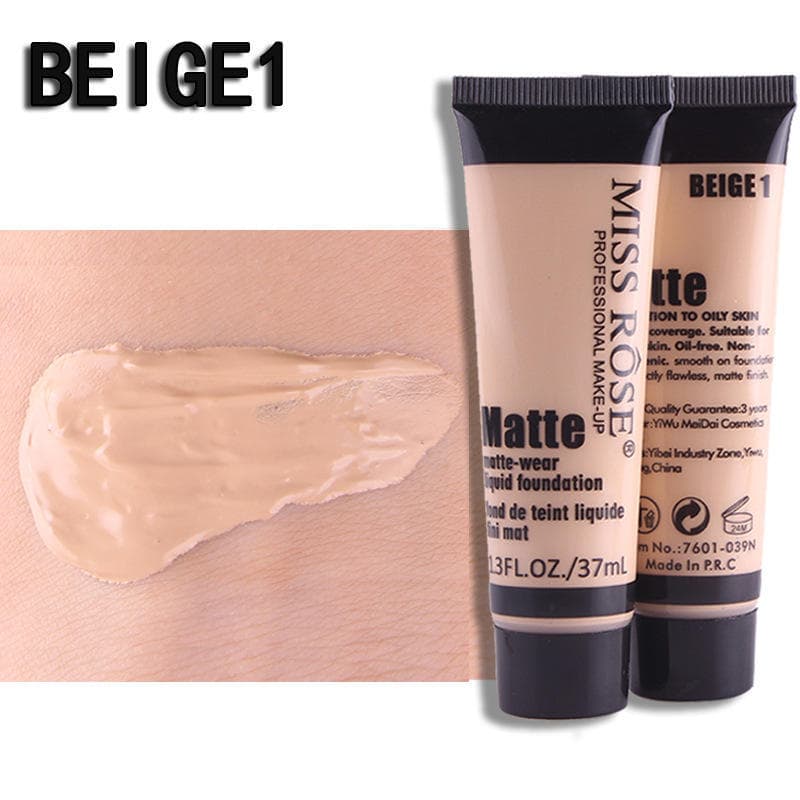 MISS ROSE 37ml/pc Exquisite Girl Concealer Foundation Long Lasting Foundations & Concealers Natural Translucent Large Capacity Portable Makeup Base Beige1