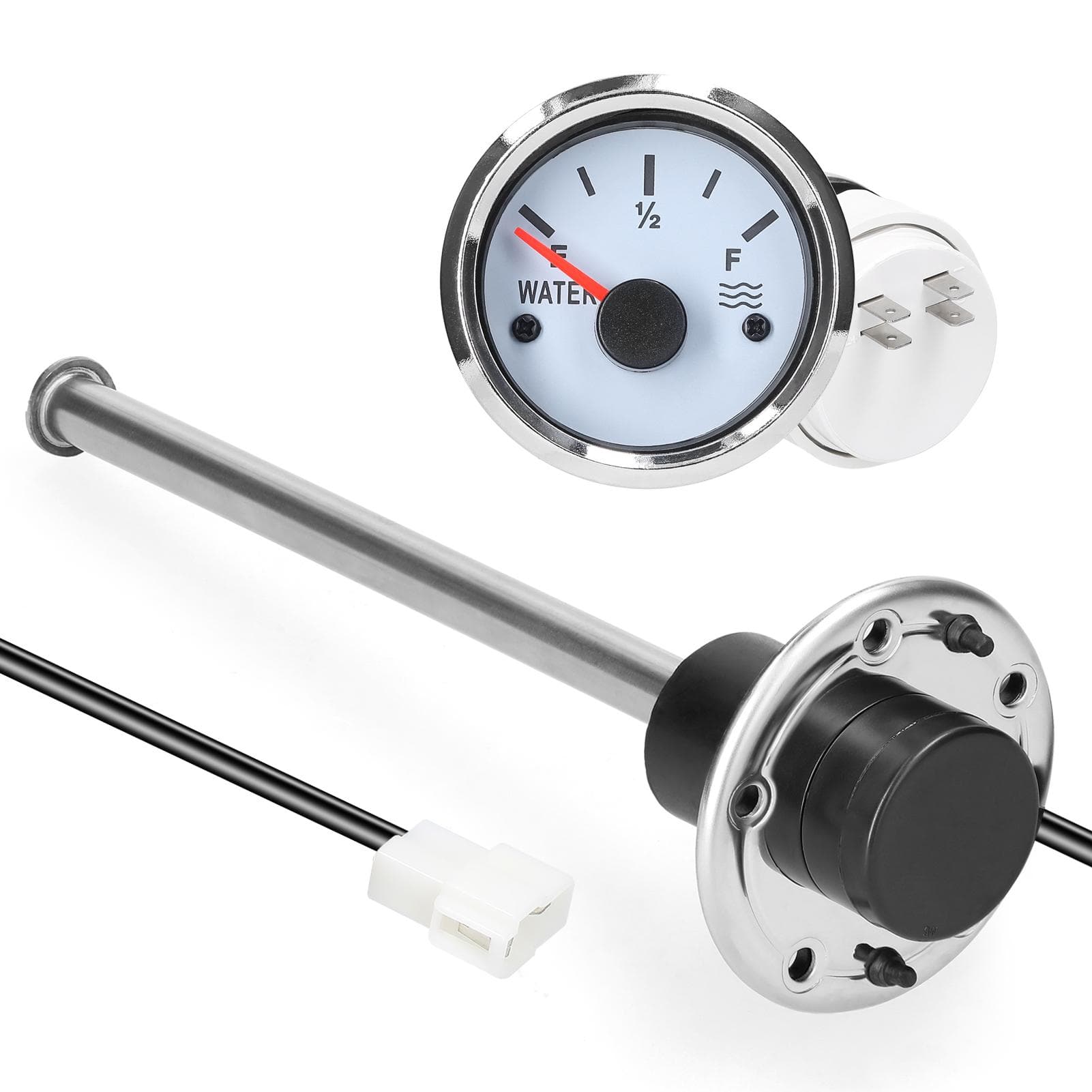 52mm Fuel Level Gauge 215mm Stainless Steel Fuel Level Sensor Water Level Gauge Meter 0-190ohm with 200mm silver