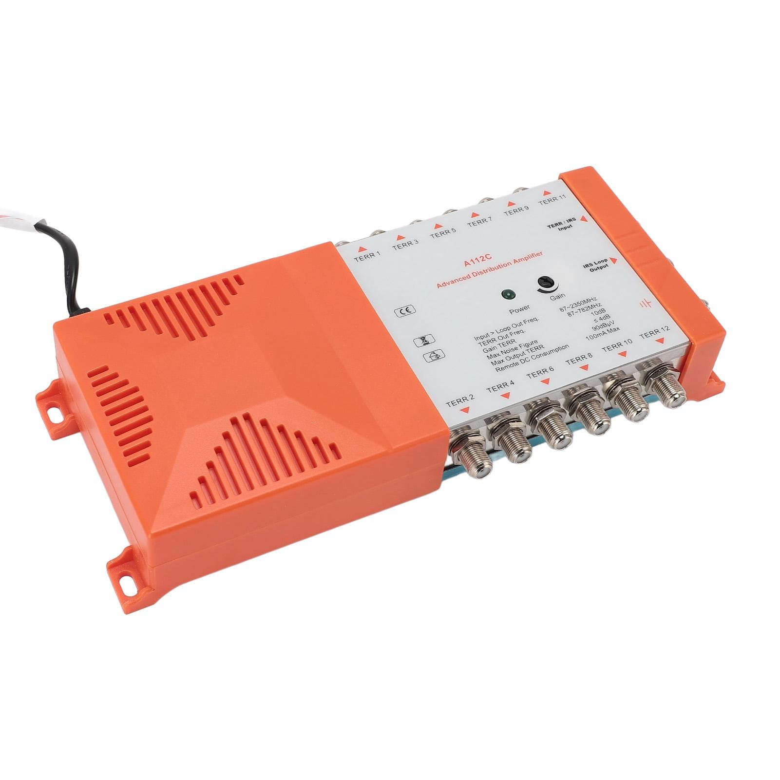 12 Channel Cascade Distribution Amplifier A112C 4G LTE Low Noise 1 Input 12 Outputs For Connecting US Plug