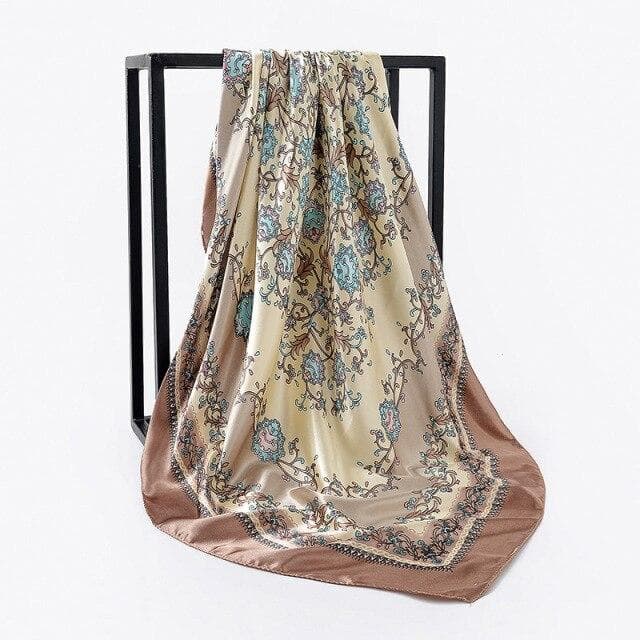 90 *90cm Square Silk Scarf Women Shawls Neckerchief Designer Print Chiffon Hijab Scarf Foulard Lady Neck Scarves Soft Big Bandana