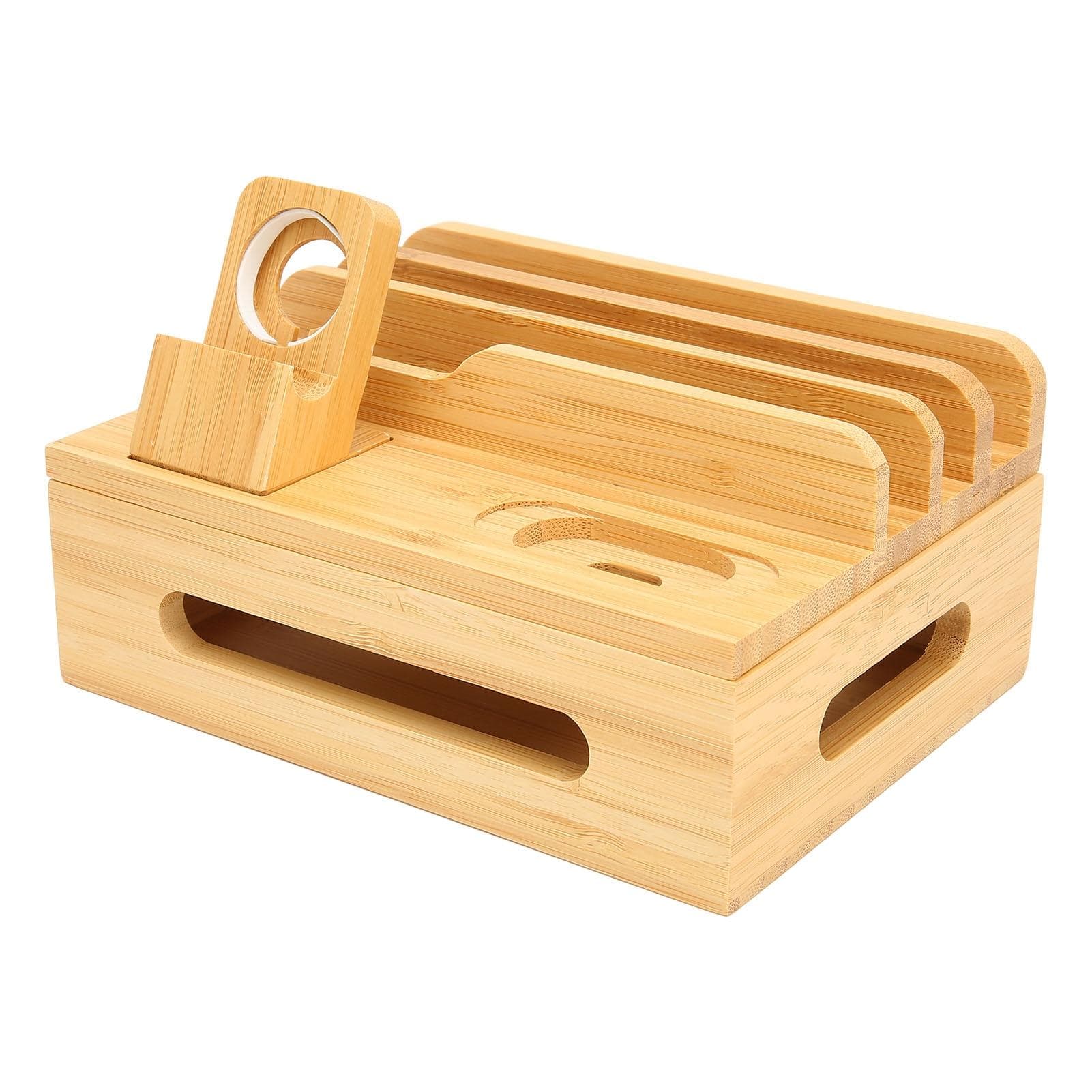Bamboo Multi Devices Charging Station Charging Dock Stand Rack for Phone Tablet Watch