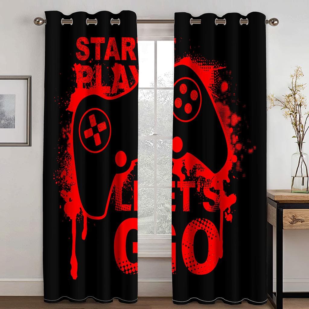 Game Handle Gamepad Game Player 3D Digital Printing Bedroom Living Room Window Curtains 2 Panels 100W160H(CM)40x63in&Grommet Top